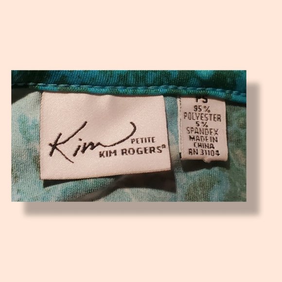 NWT Kim Rogers blue-green keyhole tunic size PS 3/4 sleeves - Picture 6 of 7